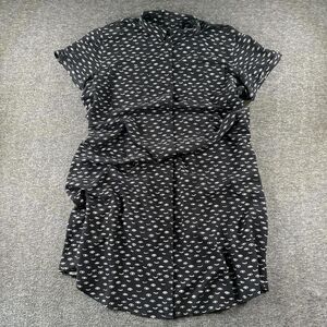 Wildfang Button up Shirt Dress Rayon Eye Pattern Polka Dot XL